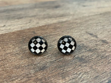 Load image into Gallery viewer, Black and White Checkered Stud Earring
