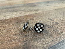 Load image into Gallery viewer, Black and White Checkered Stud Earring
