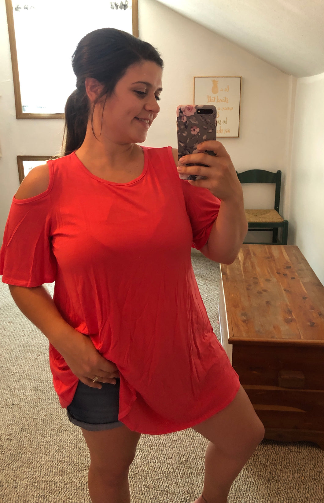 Hot Pink Cold Shoulder (Plus)