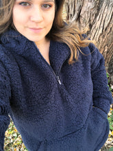 Load image into Gallery viewer, Navy Sherpa Hoodie
